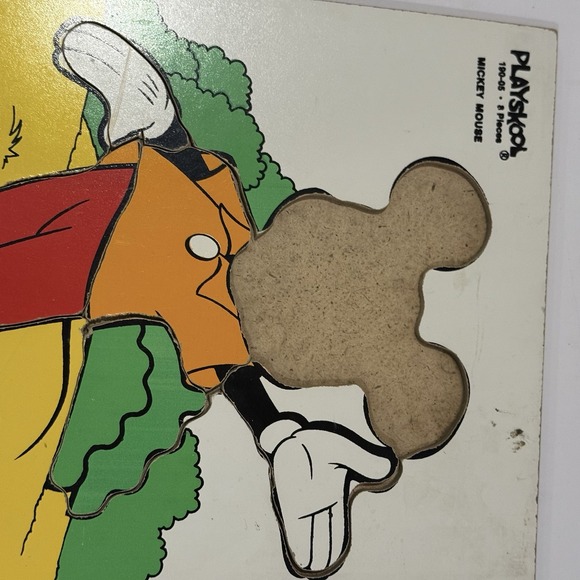 Vintage Walt Disney WOOD Puzzle PLAYSKOOL Mickey Mouse 190-05 8 pieces 9x12" T17 - Picture 5 of 12